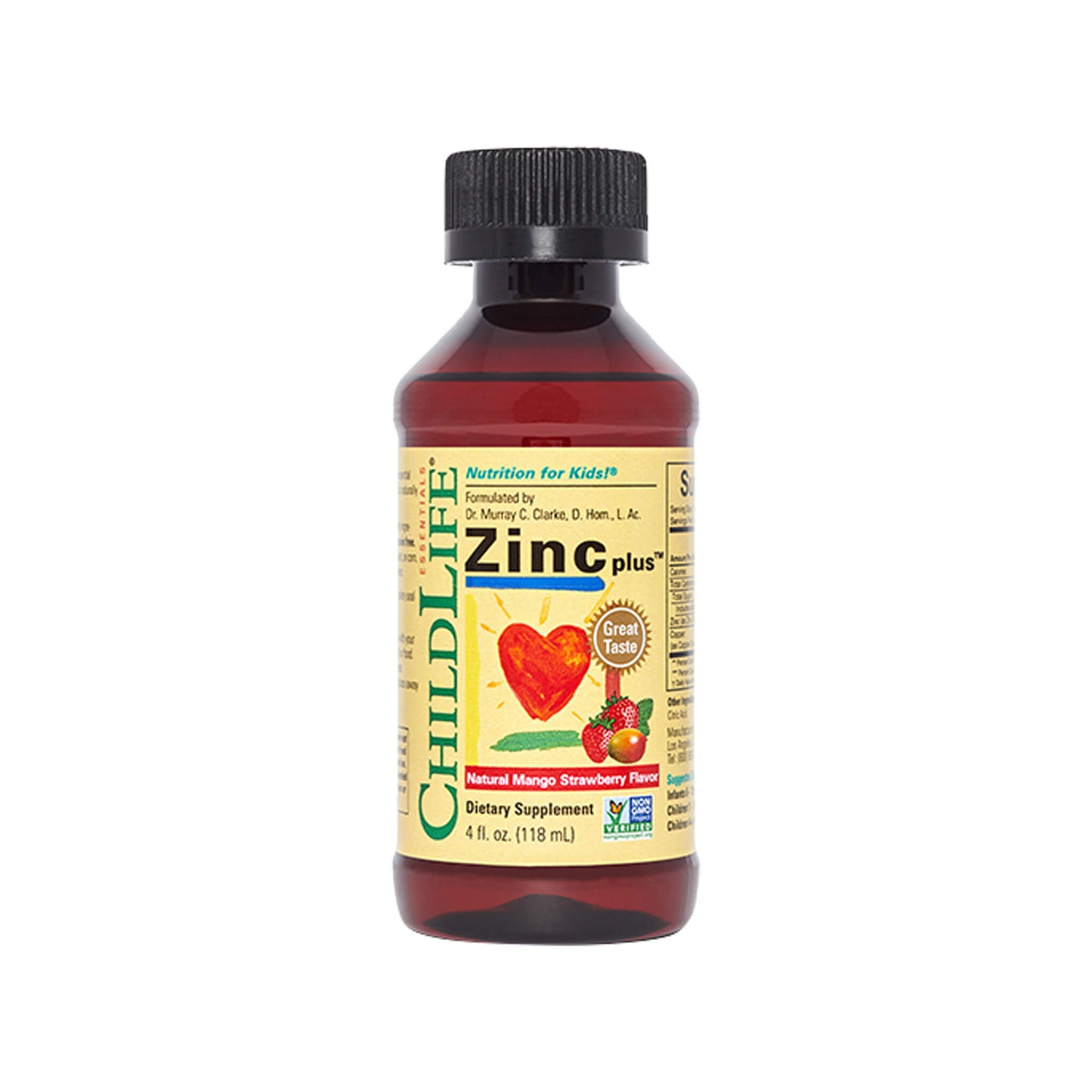 ChildLife, Zinc Plus, Natural Mango Strawberry - 118 ml (1y+)