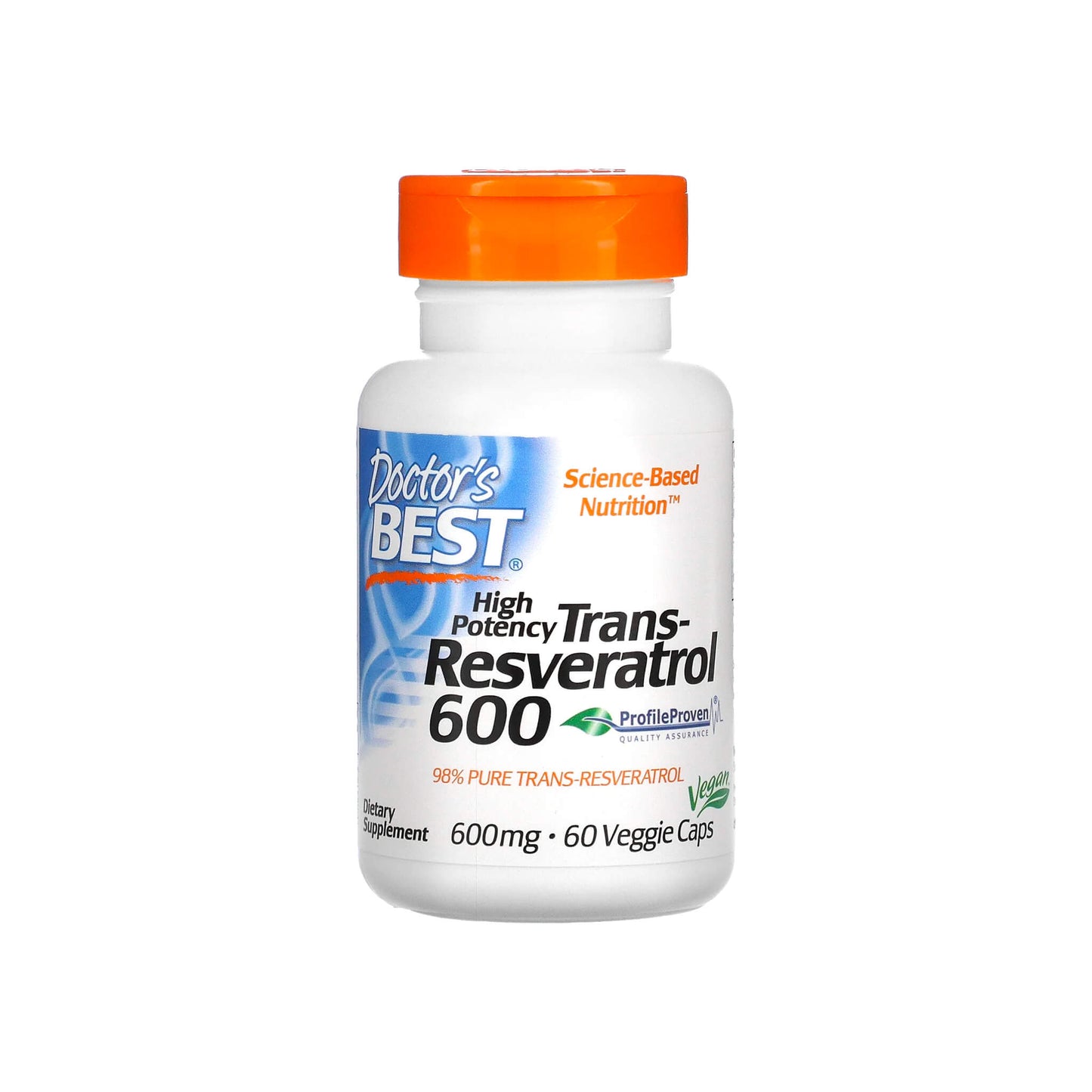 Doctor's Best, Trans-Resveratrol 600, 600mg - 60 Veg Capsules