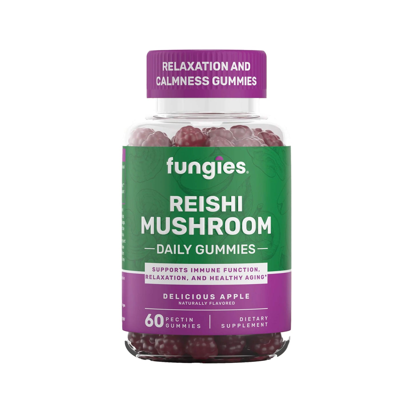 Fungies, Reishi Mushroom Gummies, Delicious Apple - 60 gummies