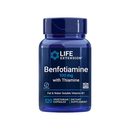 Life Extension, Benfotiamine with Thiamine, Vitamin B1, 100 mg - 120 Veg Capsules