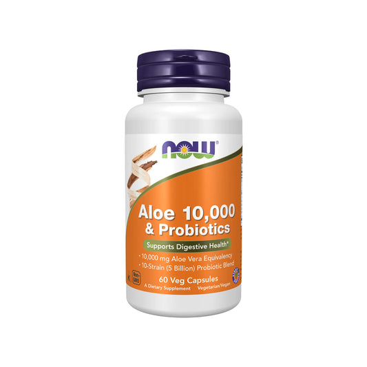 NOW Foods, Aloe 10,000 & Probiotics - 60 Veg Capsules